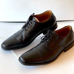 Clarks Men's Black Leather Oxford Tilden Cap Lace Up Dress Shoes, Sz 13M